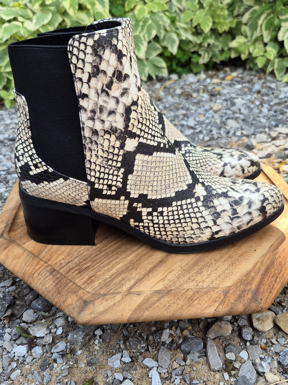 Call It Spring "Grilin" Vegan Faux Snakeskin Chelsea Ankle Boots – Size 7 - Picture 5 of 13